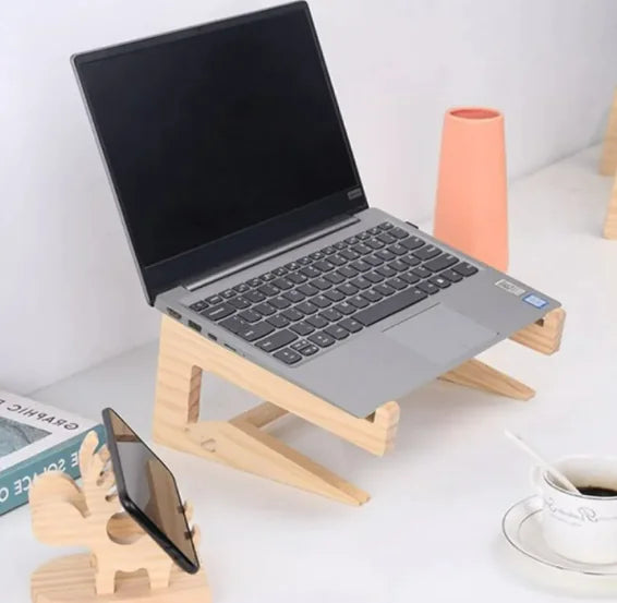 Wooden Laptop Phone Stand